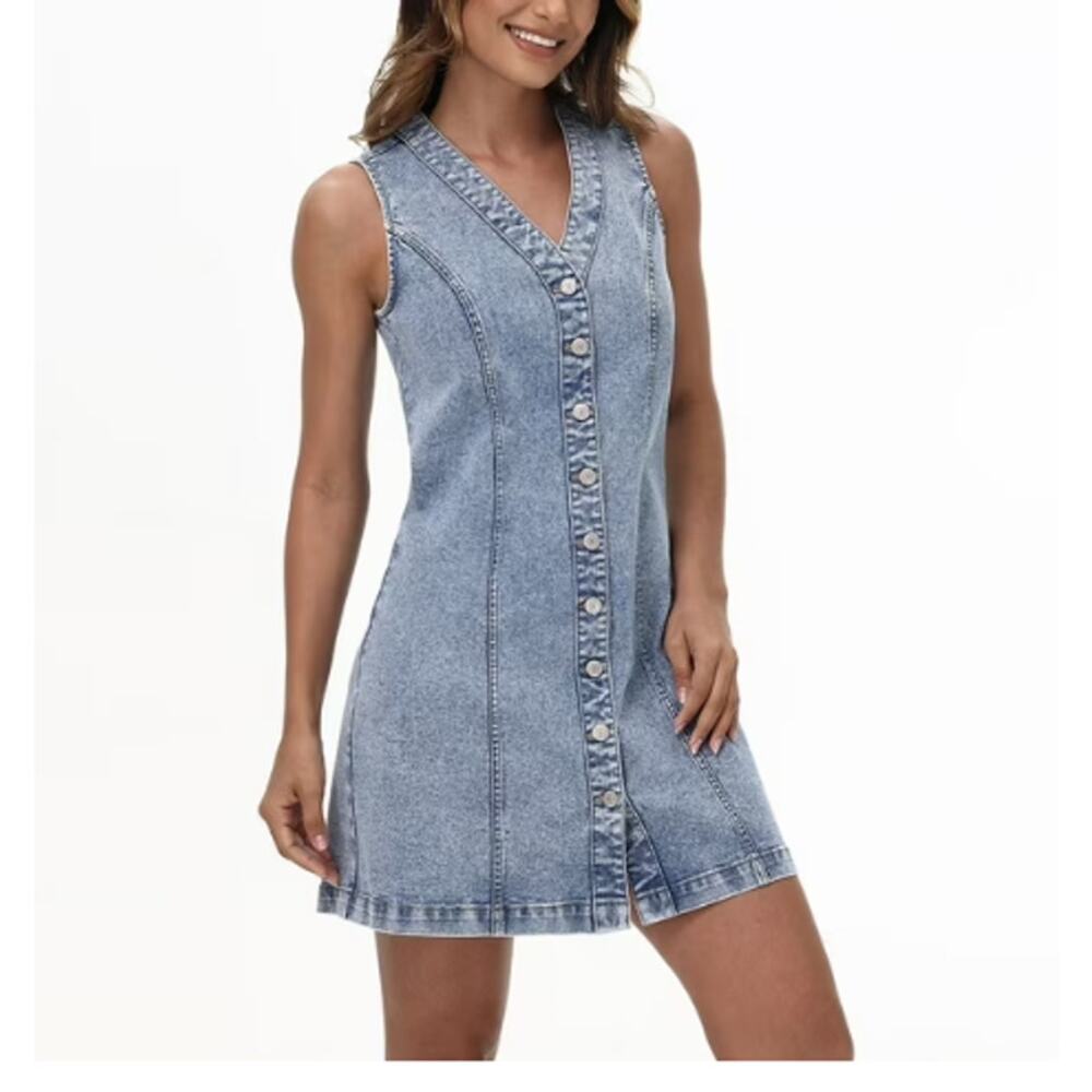 Frye Womens Sleeveless Denim Mini Dress Size XS Blue NEW Country Western Rodeo